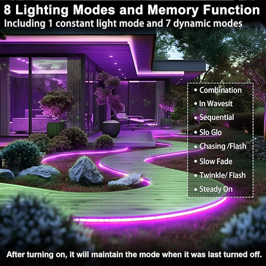 Purple Solar Rope Lights for Outside - 100 LED 33FT Solar Powered Halloween String Lights with 8 Lighting Modes, Halloween Decoration Outdoor, Waterproof Tube Light for Garden Yard Party Tree Decor