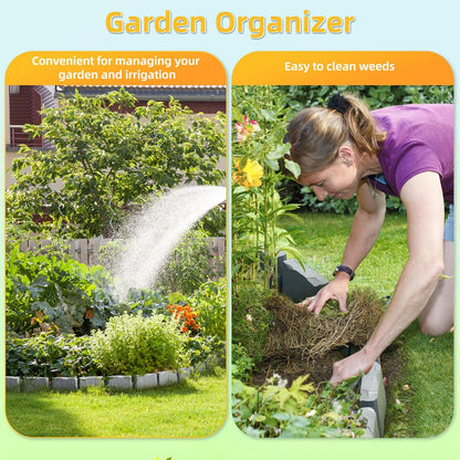 8Pcs Landscape Edging with 24 Pieces 8-Inch Spikes | for Flower Beds, Tree Rings, Pathways | Garden Edging Border Stone 12" Long, 3-Inch Tall,Faux Stone Edging for Landscaping (12FT)