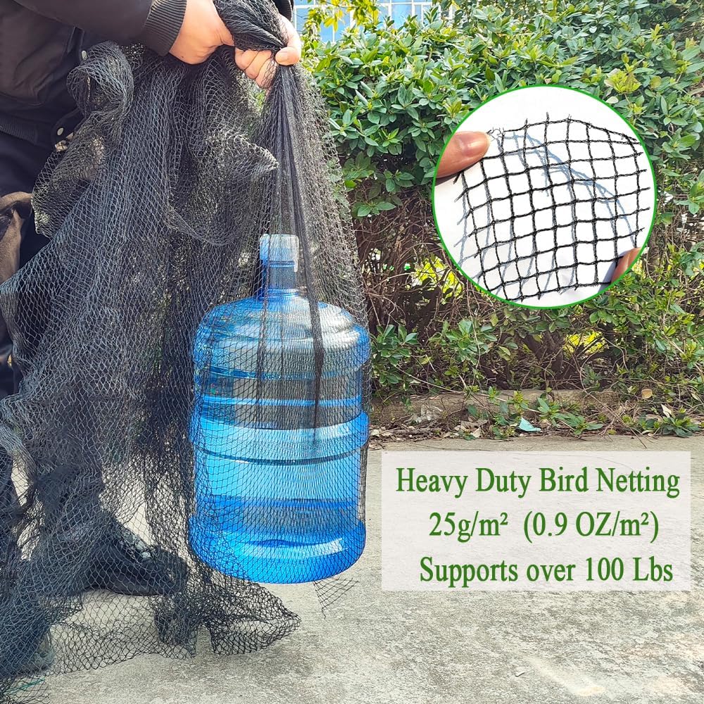 Woven Bird Netting 10X50 FT, 1/2" Mesh, Strong Bird Net Protect Fruit Trees, Blueberry, Vegetables, Strawberry Plants, Garden Netting Pest Barrier, Against Deer, Squirres, Small Critters