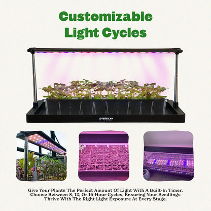Epic Gardening Seed Starting Grow Light - Full-Spectrum LED with Adjustable Height & Integrated Tray for Indoor Seedlings | Energy-Efficient, Long-Lasting Light with Timer (Standard)