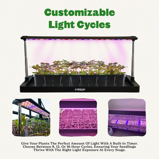 Epic Gardening Seed Starting Grow Light - Full-Spectrum LED with Adjustable Height & Integrated Tray for Indoor Seedlings | Energy-Efficient, Long-Lasting Light with Timer (Standard)