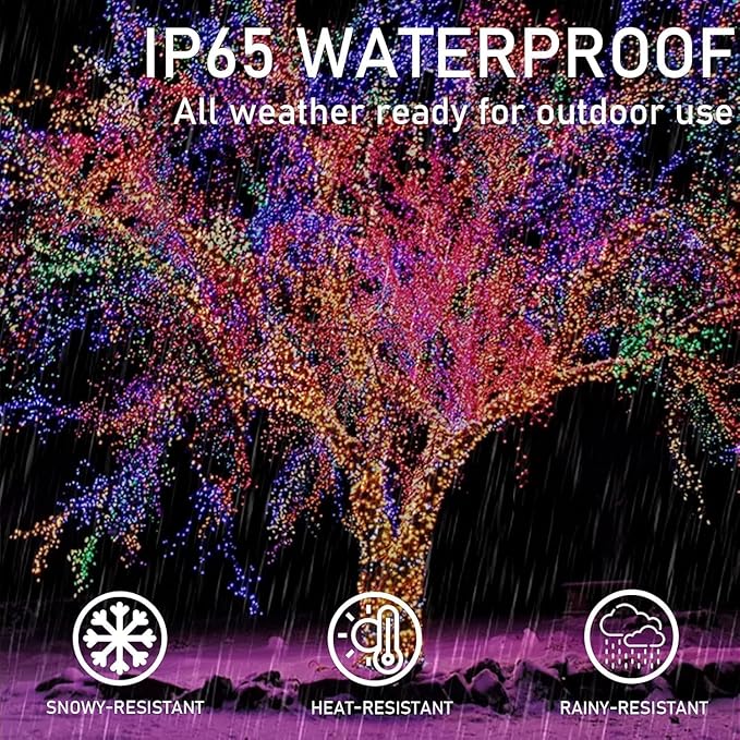 Upgrade 2Pack 200LED Solar String Lights for Outside, 66FT Solar Christmas String Lights Outdoor with 8 Modes, IP65 Waterproof Outdoor Twinkle Light, Garden Xmas Tree Christmas Decoration, Multicolor