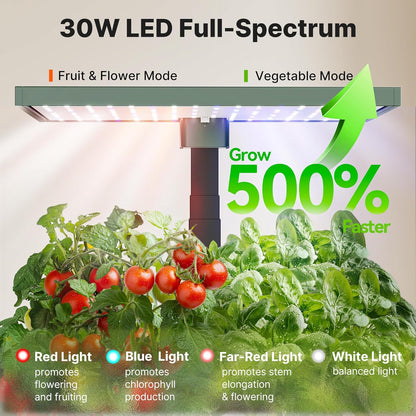 SUNCOZE Hydroponics Growing System Kit 20 Pods, Indoor Herb Garden with Grow Light 30W, 10L Large Water Tank with Adjustable Height to 25", Built-in Pump, Gardening Gifts, Avocado Green