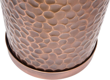 H Potter Large Outdoor Planter Tall Planter with Tray Indoor Copper Flower Pot Decorative Weather Resistant Garden Urn Deck Patio Plants Herbs Flowers Entryway Hallway Porch