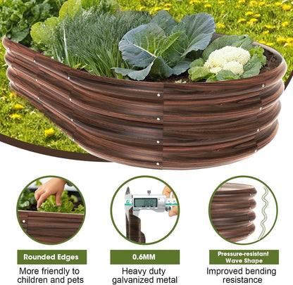 5x3x1ft Oval Galvanized Raised Garden Bed Outdoor 9-in-1 Large Metal Modular Planter Box Raised Beds for Gardening,Vegetables,Fruits,Flowers & Herbs (Brown)