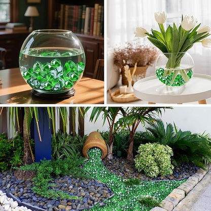 Skyflame 10-Pound Fire Glass Diamonds for Fire Pit Fireplace Landscaping, 1/2 Inch Reflective Glass Fire-Diamonds, Emerald Green