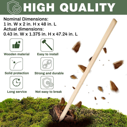 20 Pieces Wooden Garden Stakes 48 Inch Grade and Survey Stakes Wooden Garden and Sign Posts for Plant Support Silt Fence Yard Farm Survey Boundaries Baselines