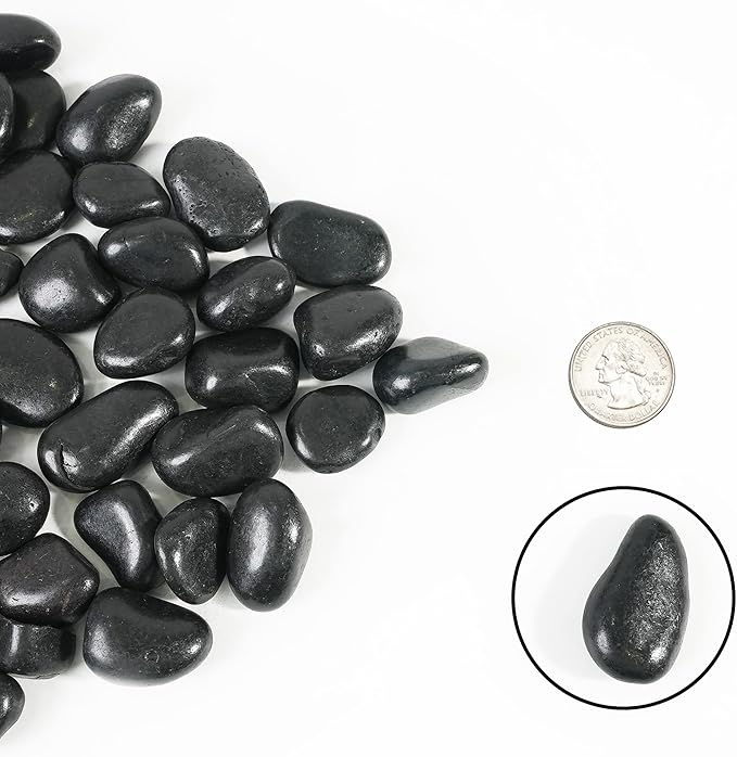 StoneCreek 12 LBS River Rocks, Large Size, Decorative Garden Stones for Plant Landscaping, Polished Gravel Filler Pebbles for Home Decoration, Vases, Succulents(Black Pebbles)