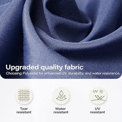 LAUSAINT HOME Beige Patio Umbrella with an Additional Navy Blue Replacement Canopy, 12 FT Deluxe Curvy Cantilever Umbrella Heavy Duty Offset Hanging Outdoor Umbrella with Base,