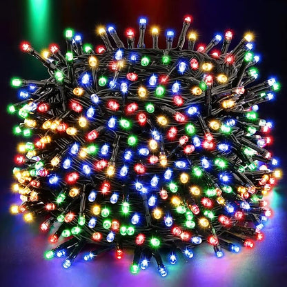 Techip 108FT 300LED Halloween Christmas String Lights Outdoor Indoor Extendable Green Wire Memory Function 8 Modes Waterproof Fairy String Lights for Xmas Tree Holiday Party Garden