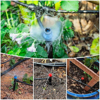 32 Pack New Easy-Connect Drip Emitters Sprays for 1/4" Drip Irrigation Tubing (16 Pcs Quick-Connect Emitters Vortex+16 Pcs Quick-Connect Emitters Stream)