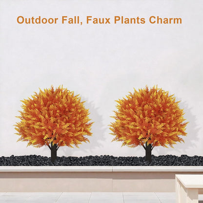 24" Artificial Cedar Topiary Ball Bushes, Set of 2 UV Resistant Fake Trees Outdoor Shrubs with Stake, Weatherproof Faux Plants for Planter, Front Porch, Garden, Yard, Patio Fall Decor