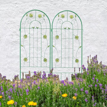 2 Pack Metal Garden Trellis 71" H Garden Fence Rustproof Trellis for Climbing Plants Support Roses Flower Outdoor Lawn, Green