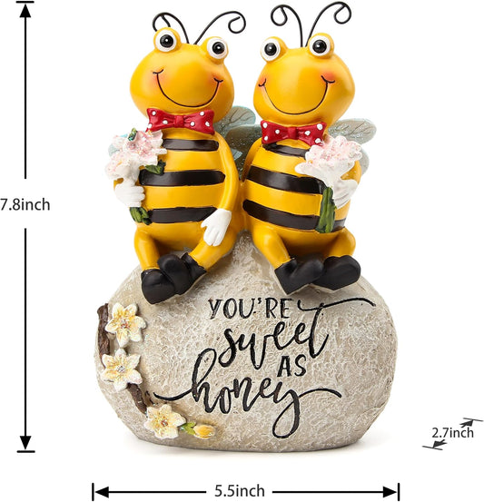 Bee Statue for Garden Decorations Honey Bee Figurine for Outdoor Patio Lawn Porch Yard Backyard Outside Indoor Shelf Table Home Decor Garden Sculptures & Statues Holiday Spring Summer Bee Gift