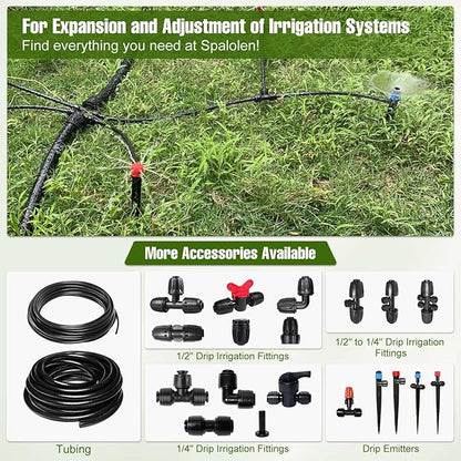 20PCS Push-to-Fit Drip Irrigation Emitters for 1/4 inch Irrigation Tubing, Two-Way Connection Adjustable Drip Emitter Sprayer with Stake, Irrigation Dripper Sprinklers for Drip Irrigation System