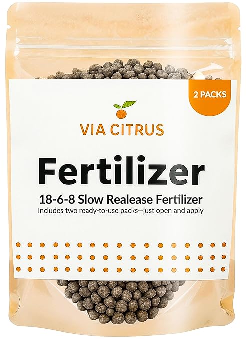 18-6-8 Slow Release Fertilizer for Indoor Plants - Citrus Plant Care, Granules Slow Release Fertilizer for Outdoor Plants, Flowers Plant, Houseplants, Garden Fertilizers by Via Citrus, 2 Pack