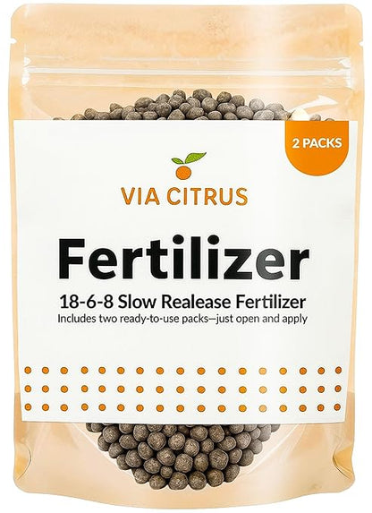 18-6-8 Slow Release Fertilizer for Indoor Plants - Citrus Plant Care, Granules Slow Release Fertilizer for Outdoor Plants, Flowers Plant, Houseplants, Garden Fertilizers by Via Citrus, 2 Pack