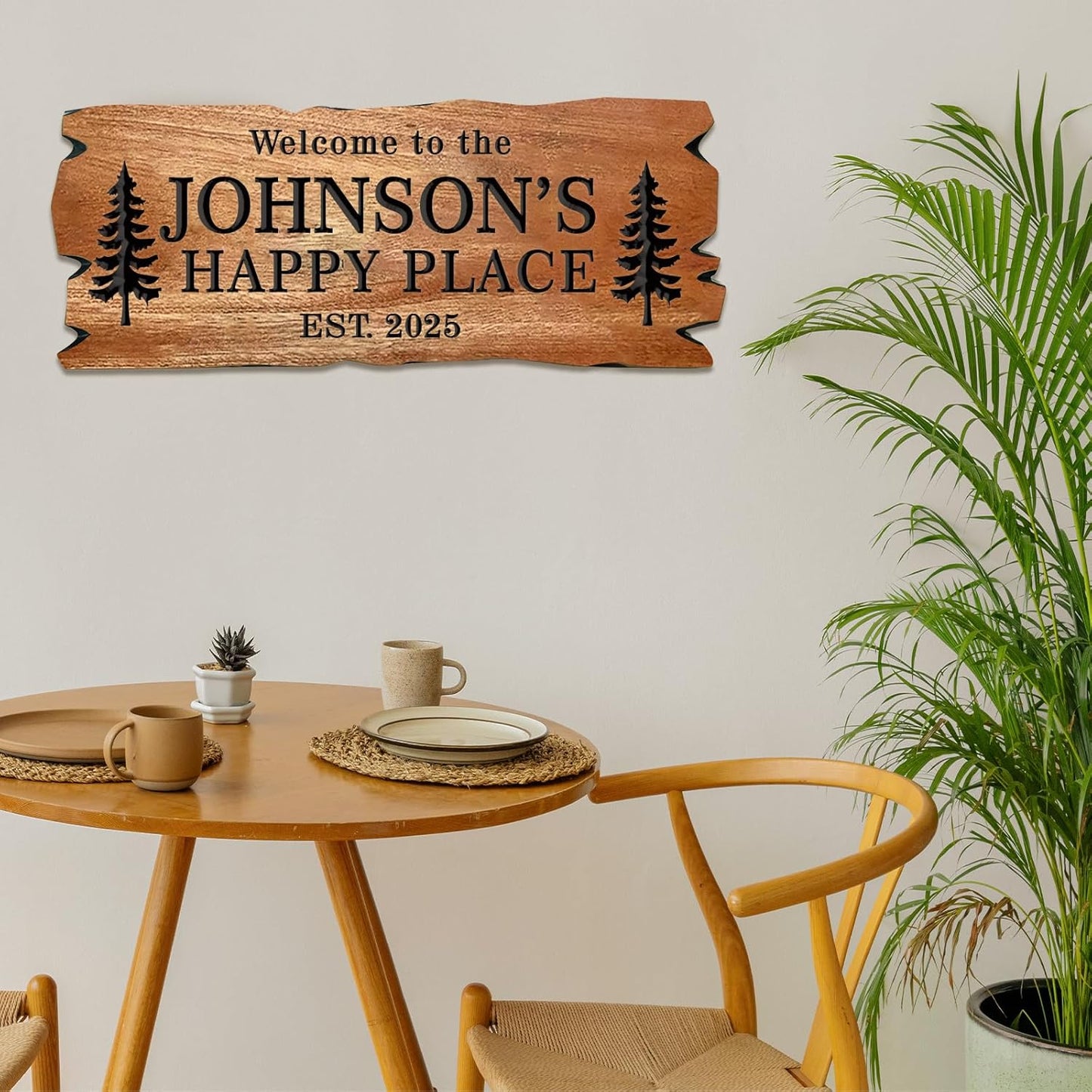 Custom Wooden Carved Cabin Sign, Personalized Outdoor Sign with Pine Trees, Camp Sign, Weekend Camping, Lake House Sign, Cottage Sign, Backyard Sign
