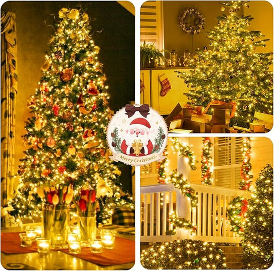 100FT 2000 LED Cluster Christmas Lights, Christmas Tree Lights Outdoor Indoor with 8 Modes & Timer & Remote, Firecrackers String Lights Waterproof for Garland Party Xmas Decorations, Warm White