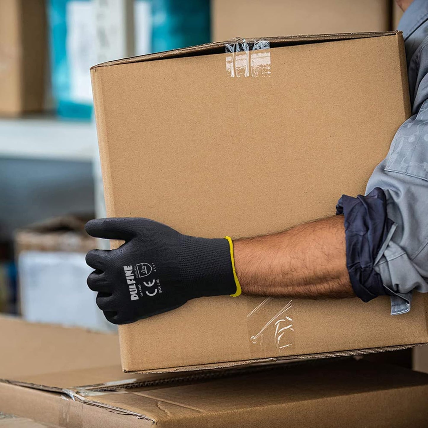 DULFINE Ultra-Thin PU Coated Work Gloves-12 Pairs,Excellent Grip,Nylon Shell Black Polyurethane Coated Safety Work Gloves, Knit Wrist Cuff,Ideal for Light Duty Work. (Extra Large)