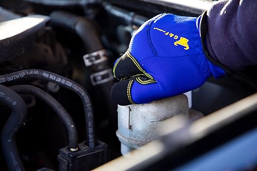 G & F Products unisex adult All Purpose Utility Work Gloves High Performance Mechanics Gloves assorted colors 3 Pair Value Pack, Black, Grey, Blue, X-Large Pack of US