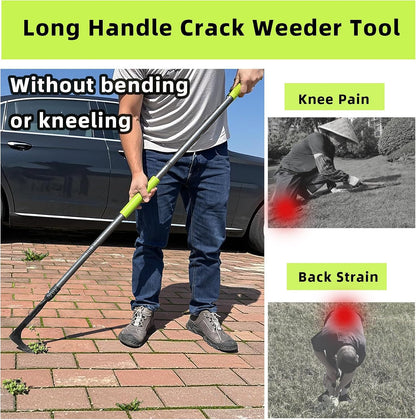 Crack Weeder, 48" Long Handle Crevice Weeding Tool with Soft Foam Grip, Stainless Steel Weed Puller Tool Weeder Tool, Efficient Weed Remover Tool for Sidewalk, Paver, Narrow and Wall Gaps
