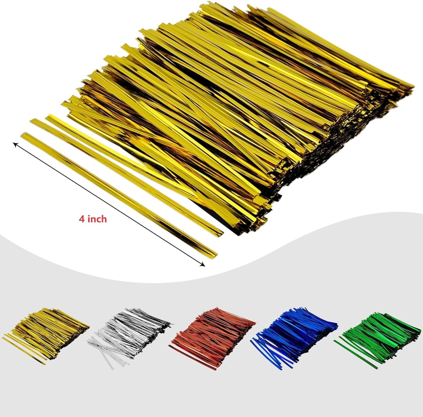 400 Pcs Metal Twist Ties 4 Inches Twist Straps for Bread Bags Candy Bags Snack Bags Halloween Party Cake Favor (Green)