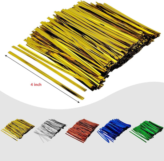 400 Pcs Metal Twist Ties 4 Inches Twist Straps for Bread Bags Candy Bags Snack Bags Halloween Party Cake Favor (Silver)
