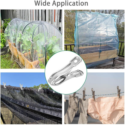 80 Pcs 2inches Gardening Clips for Netting, Metal Clamps Made of Stainless Steel, Have a Strong Grip of Greenhouse Clips Keep the Plant Cover on Garden Hoops