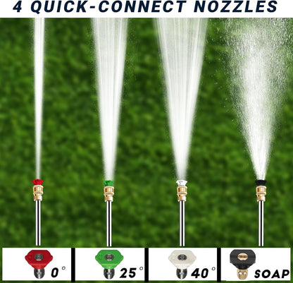 3500 PSI Gas Pressure Washer, 2.3 GPM Power Washer with 209CC Engine, Maintenance-Free Axial Cam Pump, 25FT Hose, 4 Nozzles for Driveways, Walls, Vehicles, Patio (Blue)