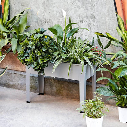 Metal Raised Garden Bed,Raised Planter Box with Legs,Herbs and Vegetables Planter Suitable for Outdoor Patio Deck and Porch (Mini Gray)