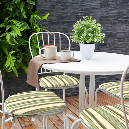 Indoor/Outdoor Chair Cushions 16x17 Inch, Patio Chair Cushions with Ties, All Weather Seat Cushions for Patio Furniture Home Garden Chair Use, Set of 2,Stripe Onyx