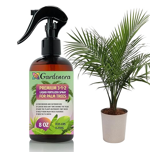 Gardenera Professional Palm Tree Spray Fertilizer Mist for Home Gardening | 3-1-2 Gentle Blend Mist for Healthy Leaves & Growth | Essential Nutrients for Palm Trees - 8oz