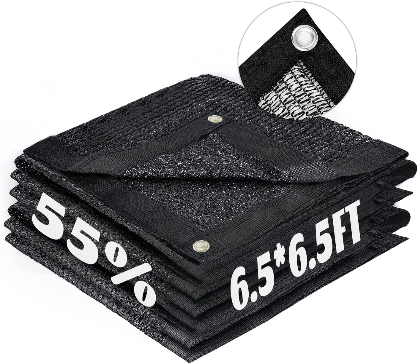 LOVE STORY 6.5x6.5FT 55% Black Shade Cloth Sun Shade Net with Grommets Sunblock Net Mesh Tarp for Garden,Plants Cover,Greenhouse and Patio