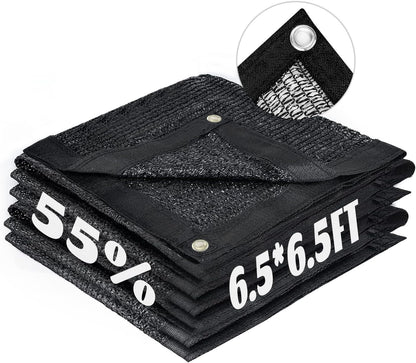 LOVE STORY 6.5x6.5FT 55% Black Shade Cloth Sun Shade Net with Grommets Sunblock Net Mesh Tarp for Garden,Plants Cover,Greenhouse and Patio