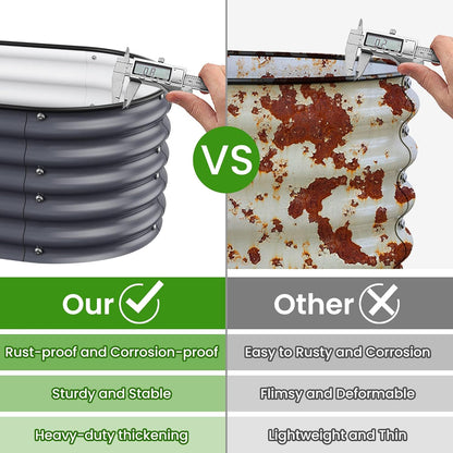 17" Tall Raised Garden Beds Outdoor - Galvanized Aluminum-Magnesium Stainless Steel Durable Metal Planter Box for Growing Plants, Vegetables, Flowers, Fruits (Deep Grey)