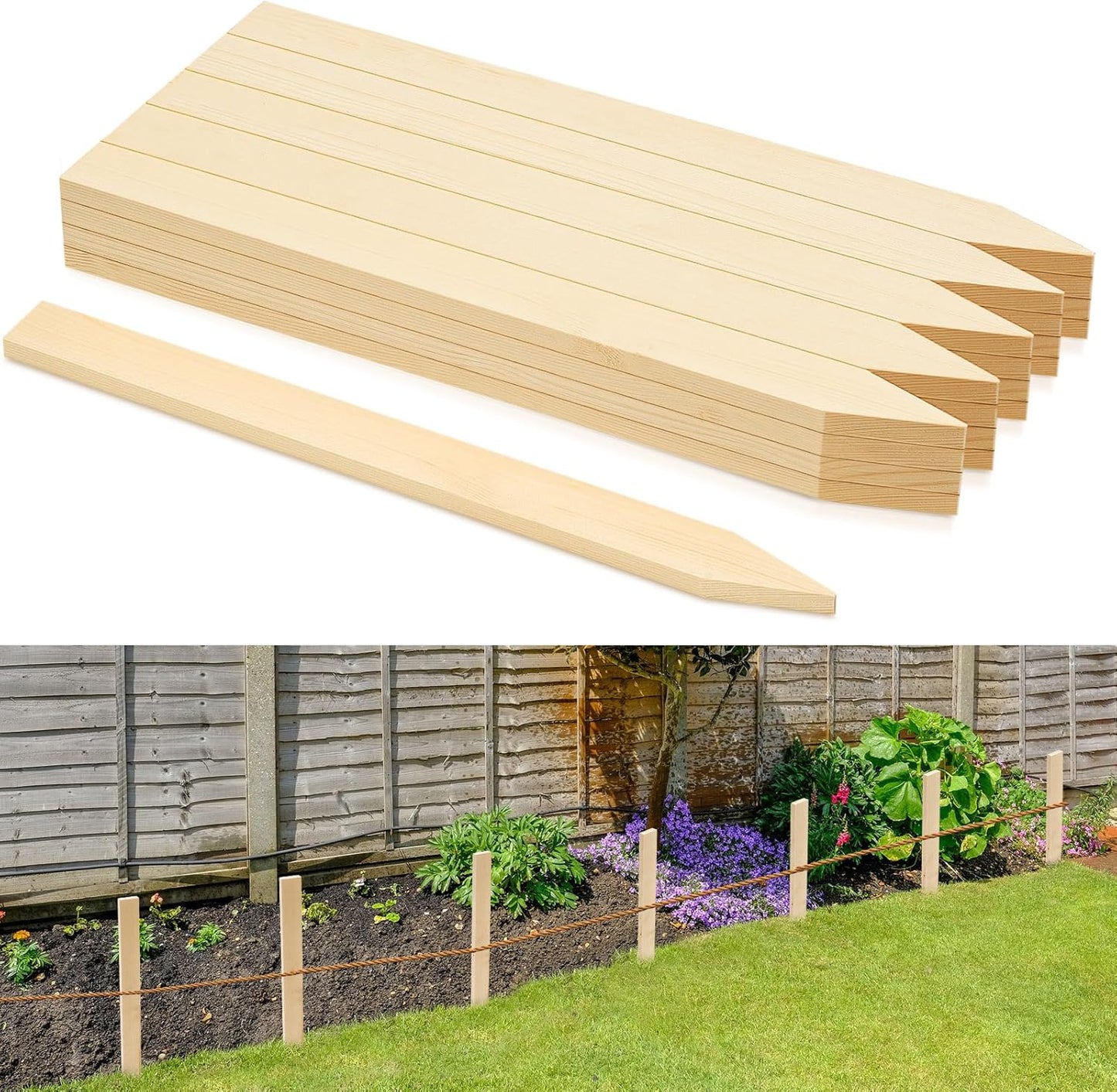 20 Pieces Wooden Garden Stakes 18 Inch Grade and Survey Stakes Wooden Garden and Sign Posts for Plant Support Silt Fence Yard Farm Survey Boundaries Baselines