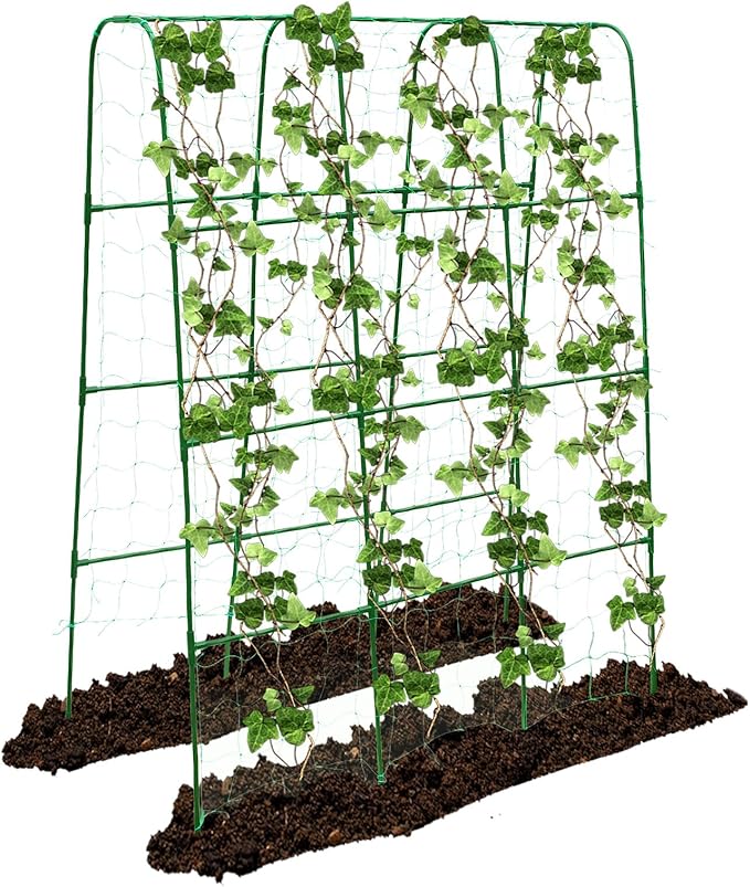 Large U-Shaped Garden Trellis for Tomatoes, Squash & Heavy Vines - Rust-Resistant, Powder-Coated Steel, Perfect for Outdoor Gardens & Vertical Planting(47" W x 63" H)