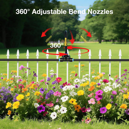 Mixc 2025-Upgrade Drip Irrigation System, No 1/4 Pipe, only 12pcs Adjustable Copper Nobbles and Quick Connectors