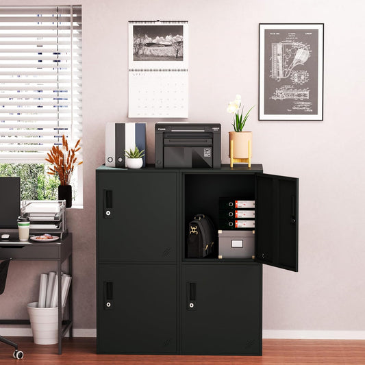 3 Door Vertical Stackable Storage Cabinet with Lock,Anti-Failing Device, Metal Lcoker,Organizer for Office, Home, Gym, School,Employee,Kids. (Black)