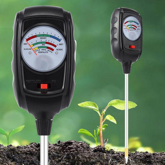 3-in-1 Soil Test Kit, Soil Moisture Meter/Soil pH Meter/Soil Fertility Tester, Soil Moisture Meter for Garden, Farm, Indoor, Outdoor and Lawn Care (Bright Black)