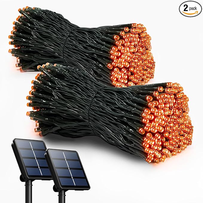 2 Pack Solar Christmas Lights Outdoor, 72FT 200 LED Solar String Lights with 8 Lighting Modes, IP65 Waterproof Solar Lights Outdoor for Xmas Garden Party Tree Decor
