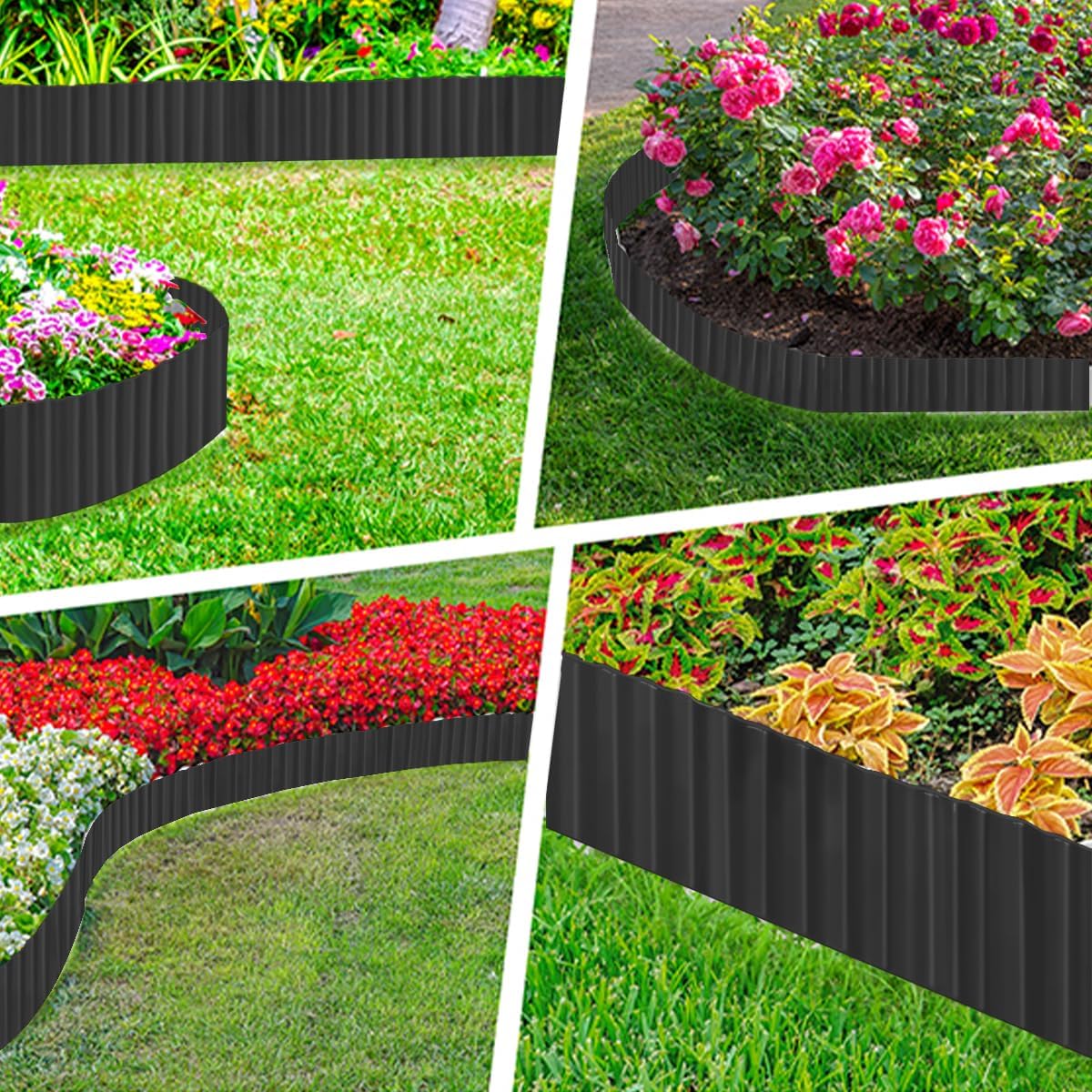 Landscape Edging Border 6inch x 40ft- Corrugated Metal Garden Edging - Lawn Edging Borders - Galvanized Edging Long Strips Yard Border for DIY Flower Beds, Plants, Walkways-Black