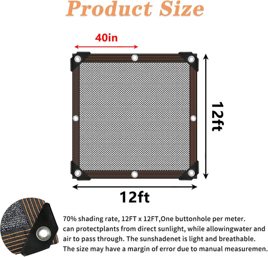 Shade Cloth - for Plants Greenhouse, 70% Sunblock Shade Sails -for Outdoor Garden Pergola Patio Lawn, Sun Protection Neting Cover for Kennel Chicken Coop Easier to Hang Plant Cover