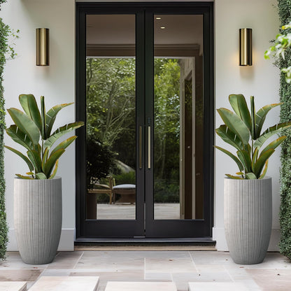 Kante 24 Inch Tall Round Concrete Planter, Large Indoor Outdoor Plant Pots with Drainage Hole and Rubber Plug, Modern Decorative Garden Pots for Home Patio Porch, Textured Natural Concrete