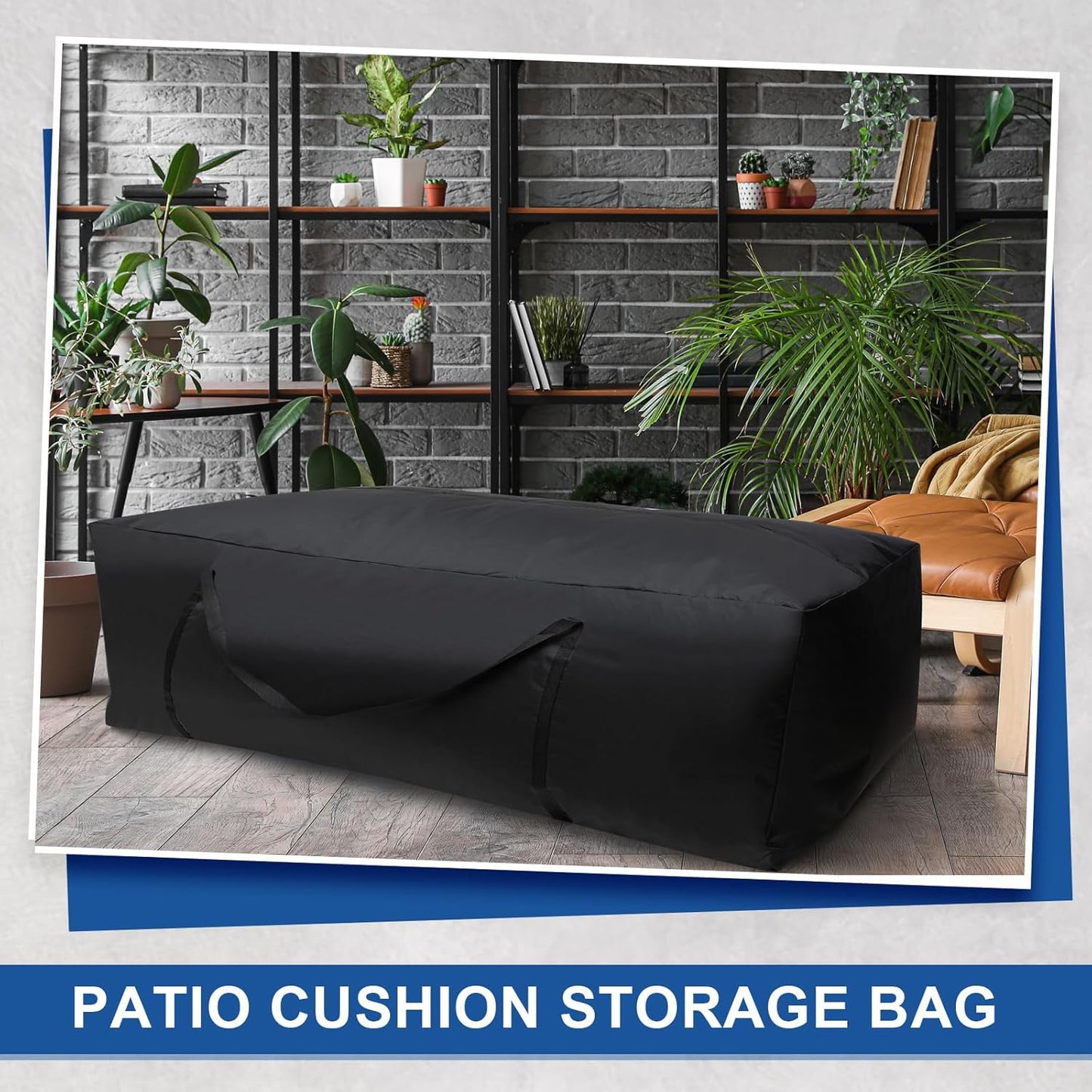 Silkfly 2 Pcs Patio Cushion Storage Bags 48" L x 15" W x 22" H Outdoor Cushion Storage Bag Extra Large Zippered Furniture Pillow Protective Storage Bag Black 420D Oxford Fabric Christmas Tree Storage