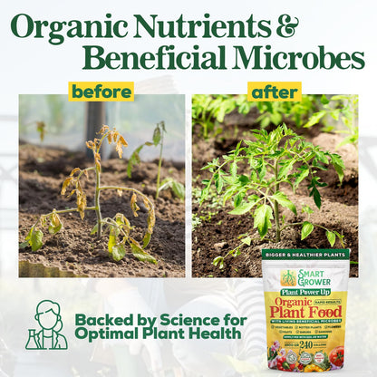 Organic Plant Food with Beneficial Microbes, Fast Acting Vegan Fertilizer for Vegetable Garden, Outdoor & Indoor Plant Fertilizer, Miracle Growth for Plants Concentrated Value 125GR Makes 30 gallons