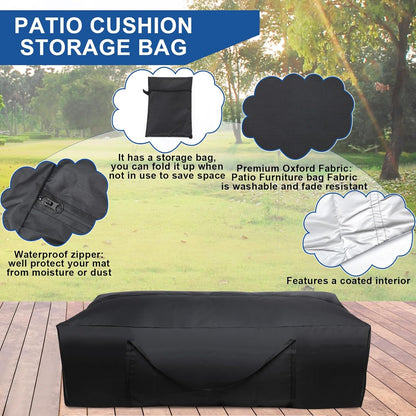 Silkfly 4 Pcs Patio Cushion Storage Bags 60" L x 20" W x 28" H Outdoor Cushion Storage Bag Extra Large Zippered Furniture Pillow Protective Storage Bag Black 420D Oxford Fabric Christmas Tree Storage