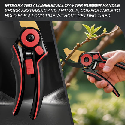 FLORA GUARD Professional Pruning Shears for Gardening, 20mm Clean Cut, SK5 Titanium-Coated Blade, Non-Stick Teflon Coating, Ergonomic TPR Handle, Garden Clippers for Men & Gardeners