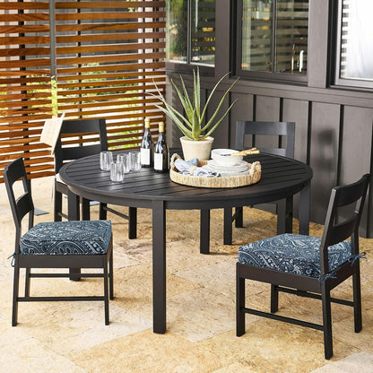 Outdoor Square Corner Seat Cushion, 18.5"x16"x3", Set of 4, Non Slip Seat Cushion Pads with Removable Cover for Patio Furniture, Garden Yard Lawn, Damask Vine